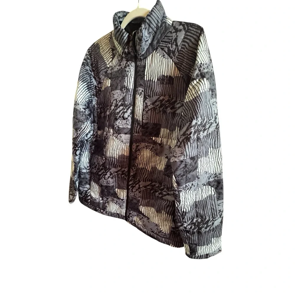 The North Face Men's Large Circaloft Grey Black Abstract Packable Light Jacket